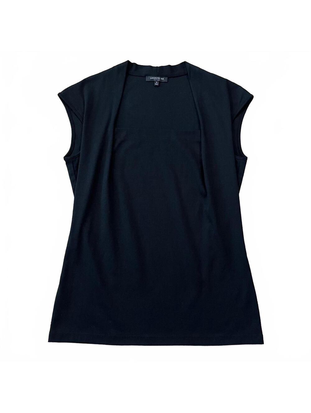 Lafayette 148 New York Giada Square Neck Cap Sleeve Top Black Size Small